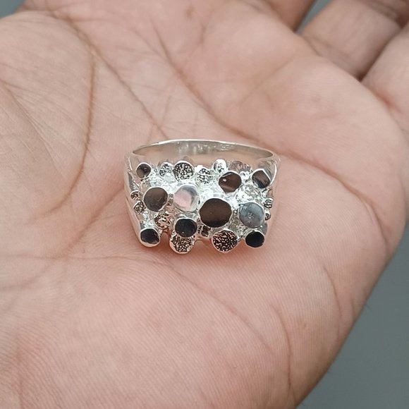 925 Sterling Silver Nuggets Ring Size11.5